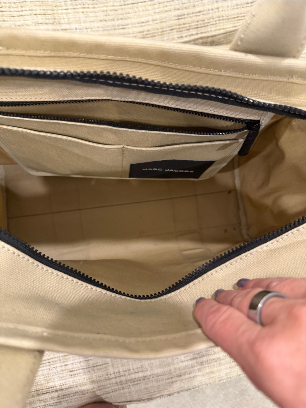 Marc Jacobs Canvas Tote Bag in Beige with White Logo - Picture 11 of 16